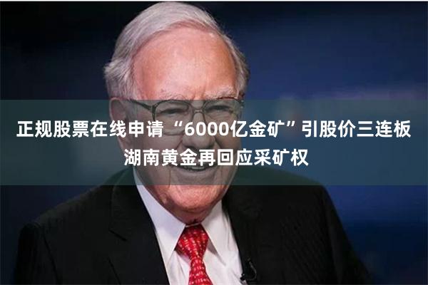 正规股票在线申请 “6000亿金矿”引股价三连板 湖南黄金再回应采矿权